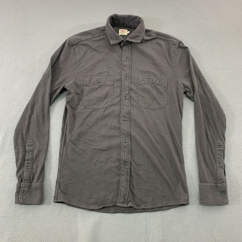 Faherty Brand Shirt Mens Small Gray Cotton Long Sleeve Button Up Regular Fit